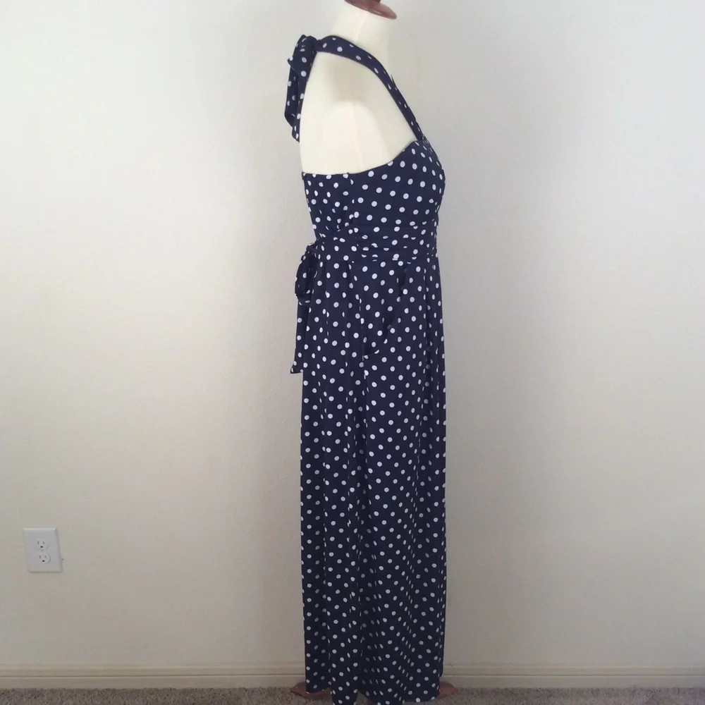 JFW by Just for Wraps Navy Polka Dot Maxi Dress - Picture 3 of 4
